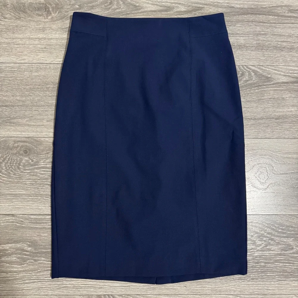 Ann Taylor Women Navy Blue Career Pencil‎ Skirt Business Office Workwear Size 6